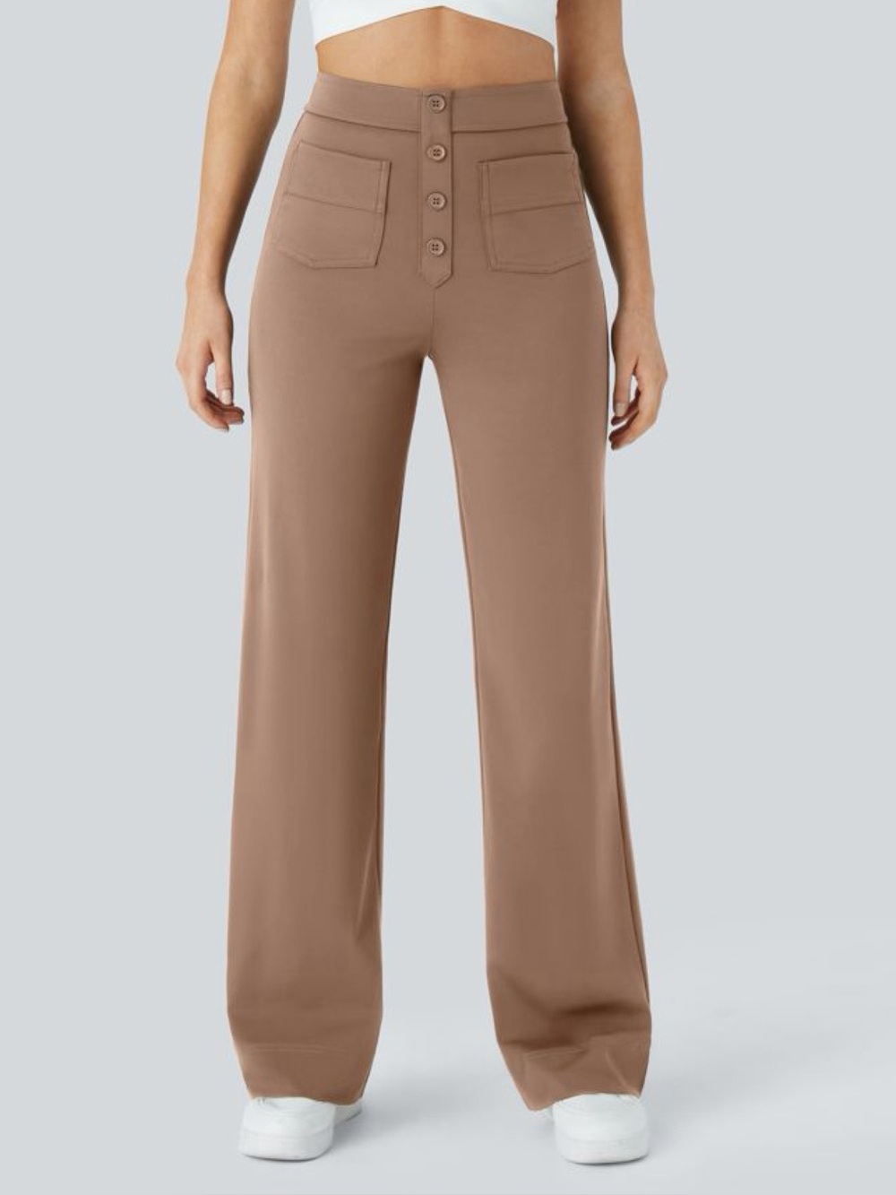 Halara DayStretch High Waist Straight Leg Pants Size SP Camel Brown Athleisure